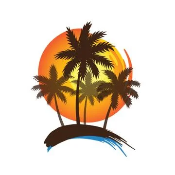Palm trees sunset Illustrazione stock