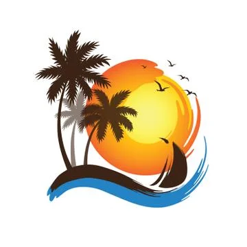Palm trees sunset Stock Illustration