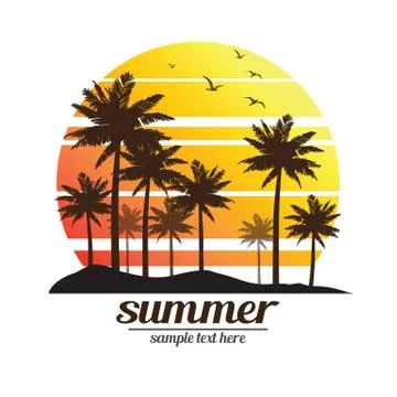 Palm trees sunset Illustrazione stock