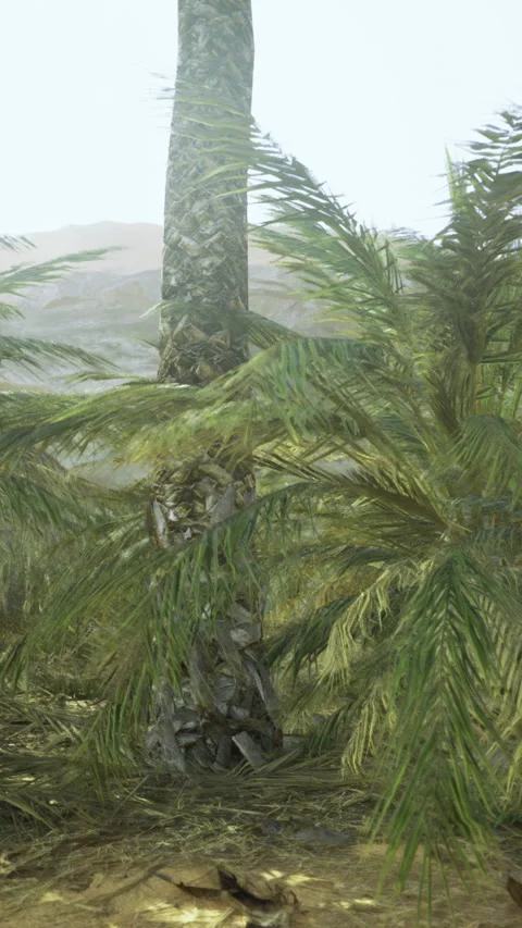 Palm trees sway gently in the warm sun of a tropical paradise Vidéo 329136004