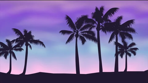 Palm trees, tropical ocean sunset background. Summertime beautiful sky Stock Footage 154415716