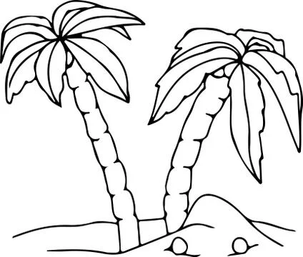 Palm trees vector illustration. Black and white Stock Illustration