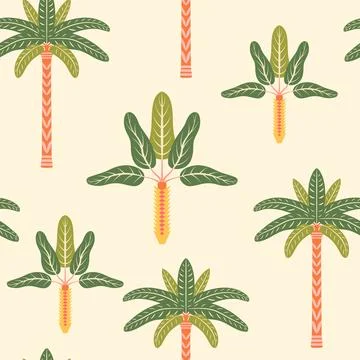Palm trees vector seamless pattern illustration. Modern tropical summer イラスト素材