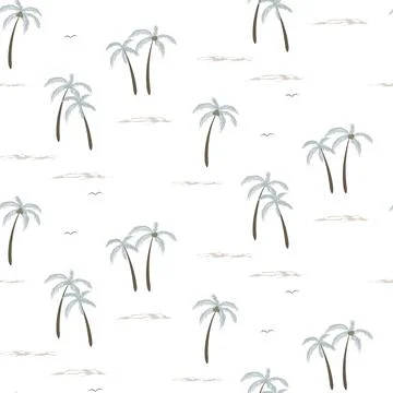 Palm trees vector seamless summer pattern. Wrapping paper summer pattern. Cute Stock Illustration