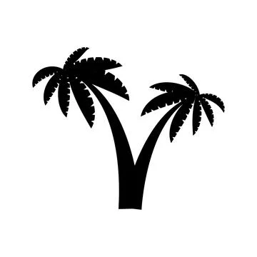 Palm tropical tree set icons black silhouette illustration isolated on white 스톡 일러스트