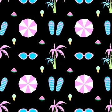 Palm umbrella seamless pattern vector flip-flops Stock Illustration