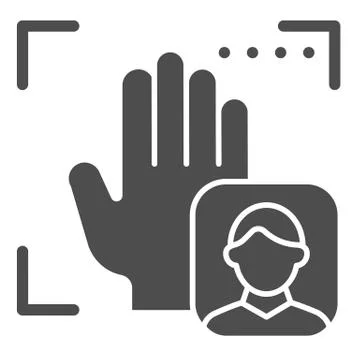 Palm user recognition solid icon. Focus with hand print vector illustration Stock Illustration