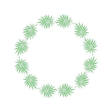 Palm wreath vector flat botanical frame circle leaf border invitation template 스톡 일러스트