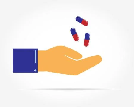 In the palm of your hand fall capsule with medication Stock Illustration