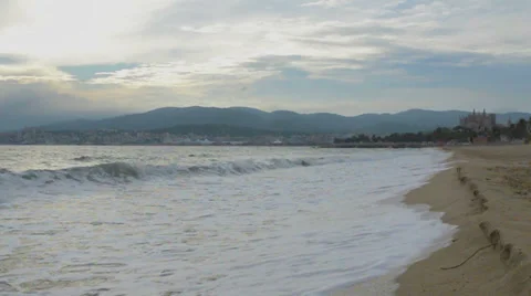 Palma beach slow motion composition HD Stock Footage 32258671