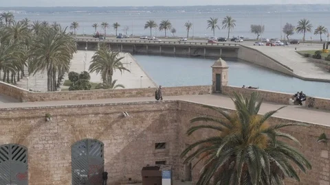 Palma de Mallorca Parc de la Mar - Slow Motion - Majorca Spain - Urban Parks Stock Footage 126984080