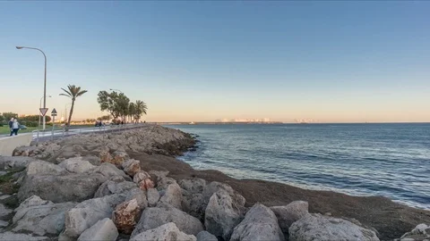 Palma de Mallorca Spain. time lapse, panoramic view of the bay Video stock 76764548