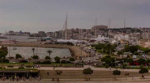 Palma de Mallorca waterfront time lapse Stock Footage 31907312