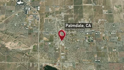 Palmdale City Map Zoom (CA, USA) from Space to Earth 動画素材 296011865