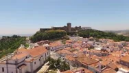 Palmela Castle On The Mountain In The Background Of The City Aerial View Stock Footage