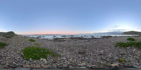 Palmer Point - 360° Rugged Rocky Coastline and Ocean View Stock Footage 336945836