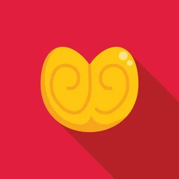 Palmier puff pastry cookie lying on red background Stock Illustration