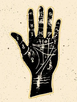 Palmistry hand on a white background 스톡 일러스트