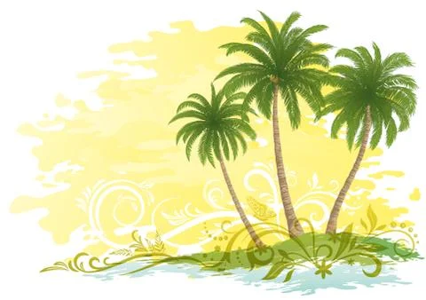 Palms and Floral Pattern Stock Illustration