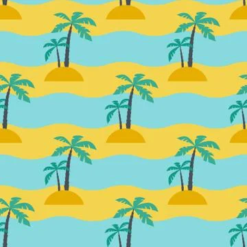 Palms and sea Stock Illustration