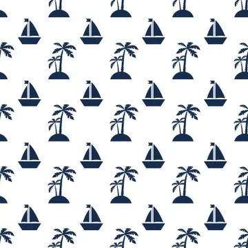 Palms and ships Stock Illustration