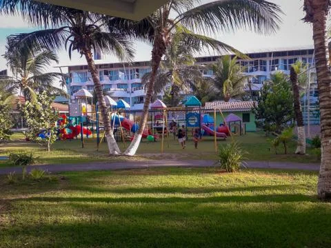 Palms and trees in Flat Resort of Brazil. Stock Photos