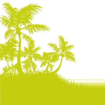 Palms on the beach at the ocean Stock Illustration