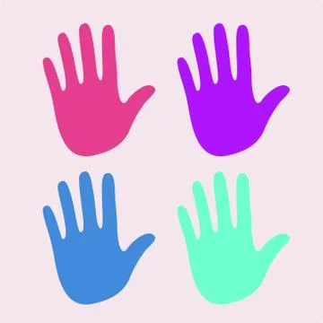 Palms of different colors on a pink background Stock Illustration