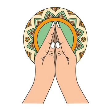 Palms folded gesture namaste Stock Illustration