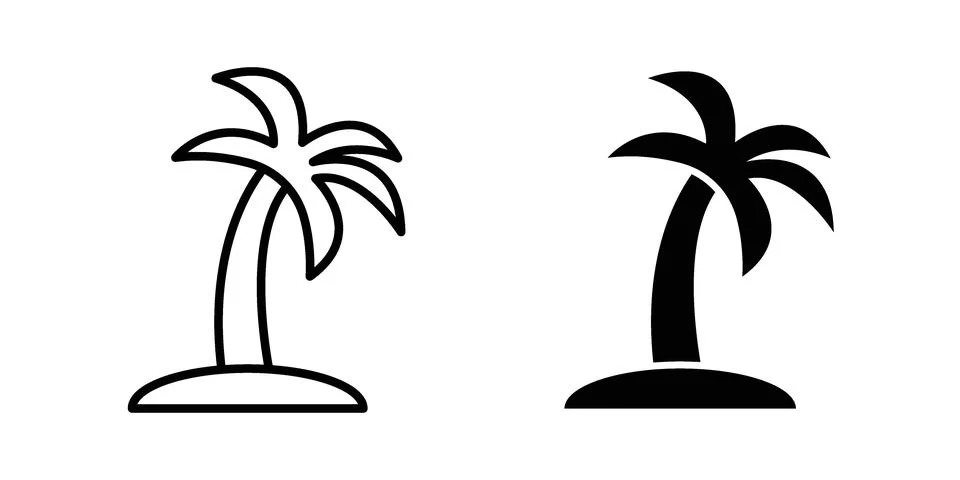 Palms on island icon for web projects Stock Illustration