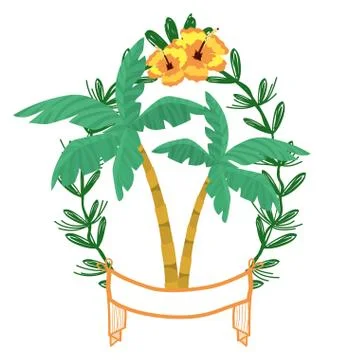 Palms on laurel wreath 스톡 일러스트