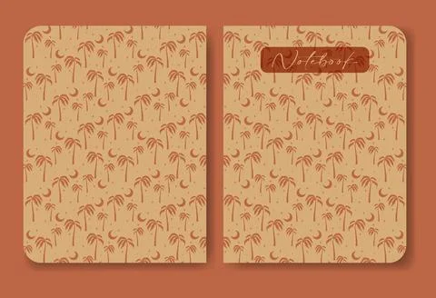 Palms night oasis notebook template illustration Stock Illustration