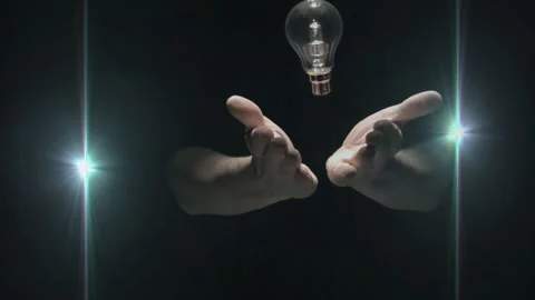 Palms opening releasing bulb, hands guiding bulb rising and falling, showcasing Stock Footage 323336219