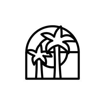 Palms, sun, ocean icon. Simple line, outline vector elements of saving marine Stock Illustration