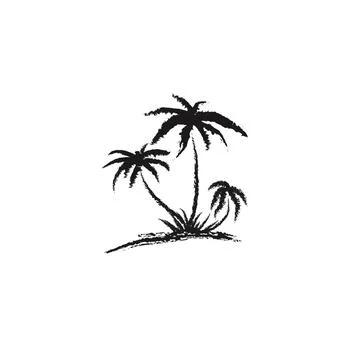 Palms tree isolated on white background. Silhouettes art brush tree palms Stock Illustration