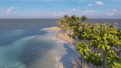 Palms on the tropical beach 3d rendering Stock-Illustration