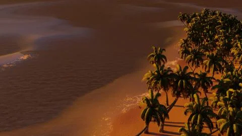 Palms on the tropical beach 3d rendering Stock Illustration