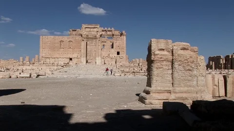 Palmyra Syria The Temple of Bel from inside Sanctuary entrance. Stock Footage 73604351