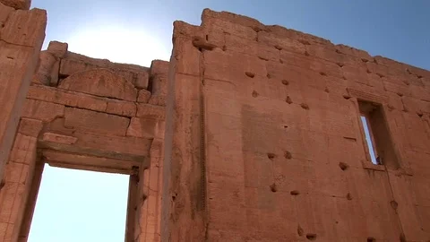 Palmyra Syria The Temple of Bel from inside Sanctuary Stock Footage 73605403