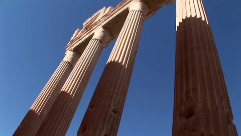 Palmyra Syria The Temple of Bel from inside backyard columns Stock Footage 73606670