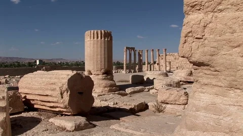 Palmyra Syria The Temple of Bel from inside backyard Stockbeeldmateriaal 73606748