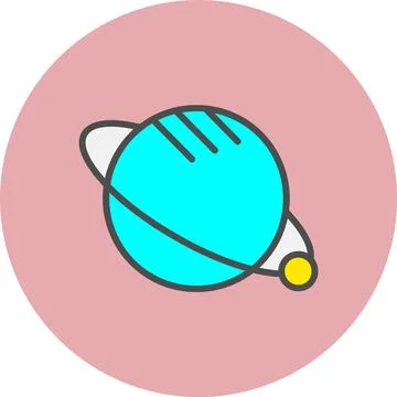 Palnet Line Filled Circle Icon Stock Illustration