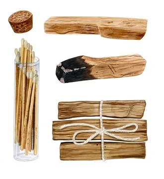 Palo santo aromatherapy set Stock Illustration
