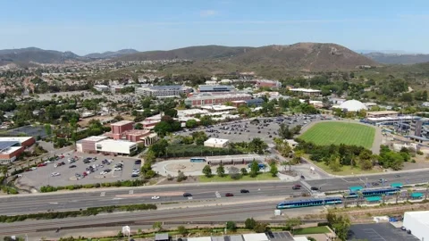 Palomar College Campus and Sprinter Rail Transit Overview 4K Stock Footage 334632482
