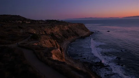 Palos Verdes Cliffs at Sunset Stock Footage 98649477