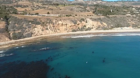 Palos Verdes - Pan Down to Ocean Fly Back to Cliff 2 Stock-Footage 93113411