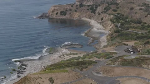 Palos Verdes Wide Cliff Drone Flight Stock Footage 339710390
