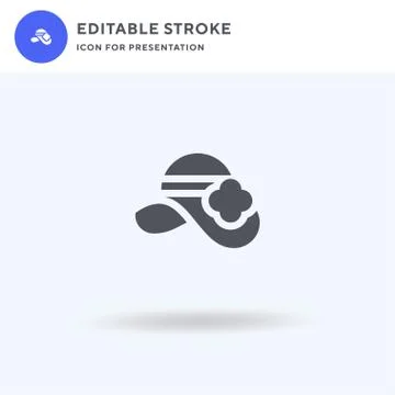 Pamela Hat icon vector, filled flat sign, solid pictogram isolated on white,  Stock Illustration