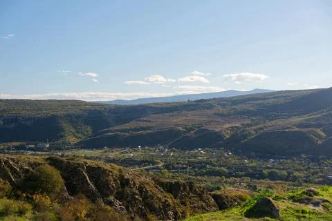Pamoramic view from Jvari Monastery. Stock-Fotos
