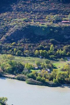 Pamoramic view from Jvari Monastery. Stock Photos